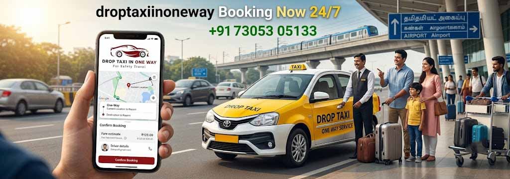 Booking Droptaxi mobile app showing affordable taxi booking service with airport drop and city travel options