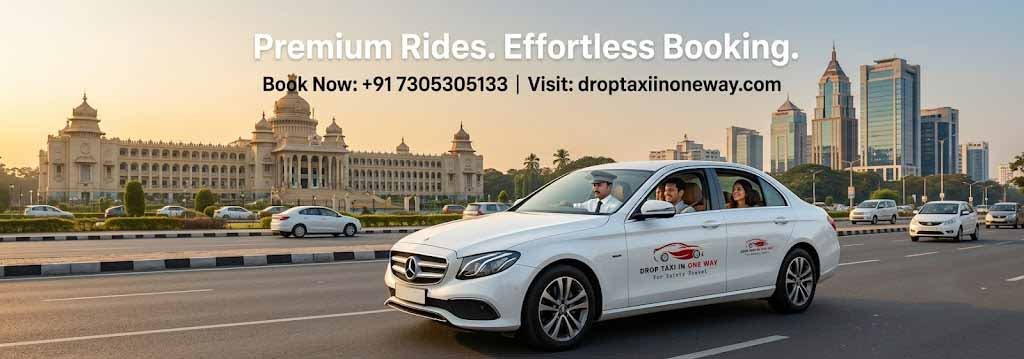 Best Online Cab Service in Bangalore with a customer booking a taxi through a mobile app and a professional driver providing a comfortable ride.