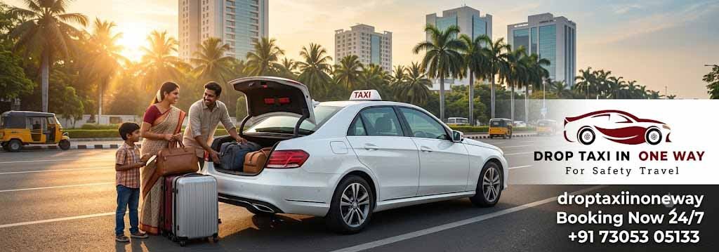 A one way taxi parked in Chennai ready for affordable and reliable outstation travel with professional driver.